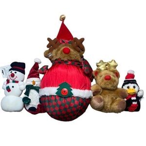 Christmas vintage stuffed animal bundle - set of 5